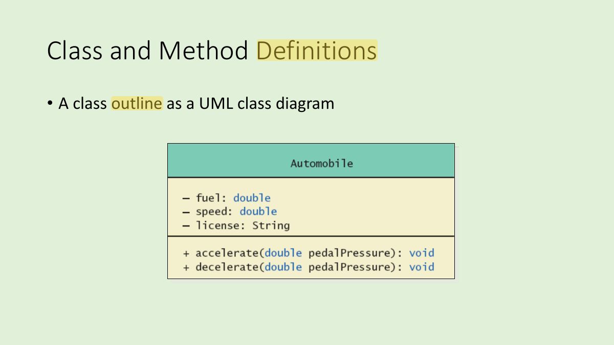 Slide 7: Class and Method Definitions