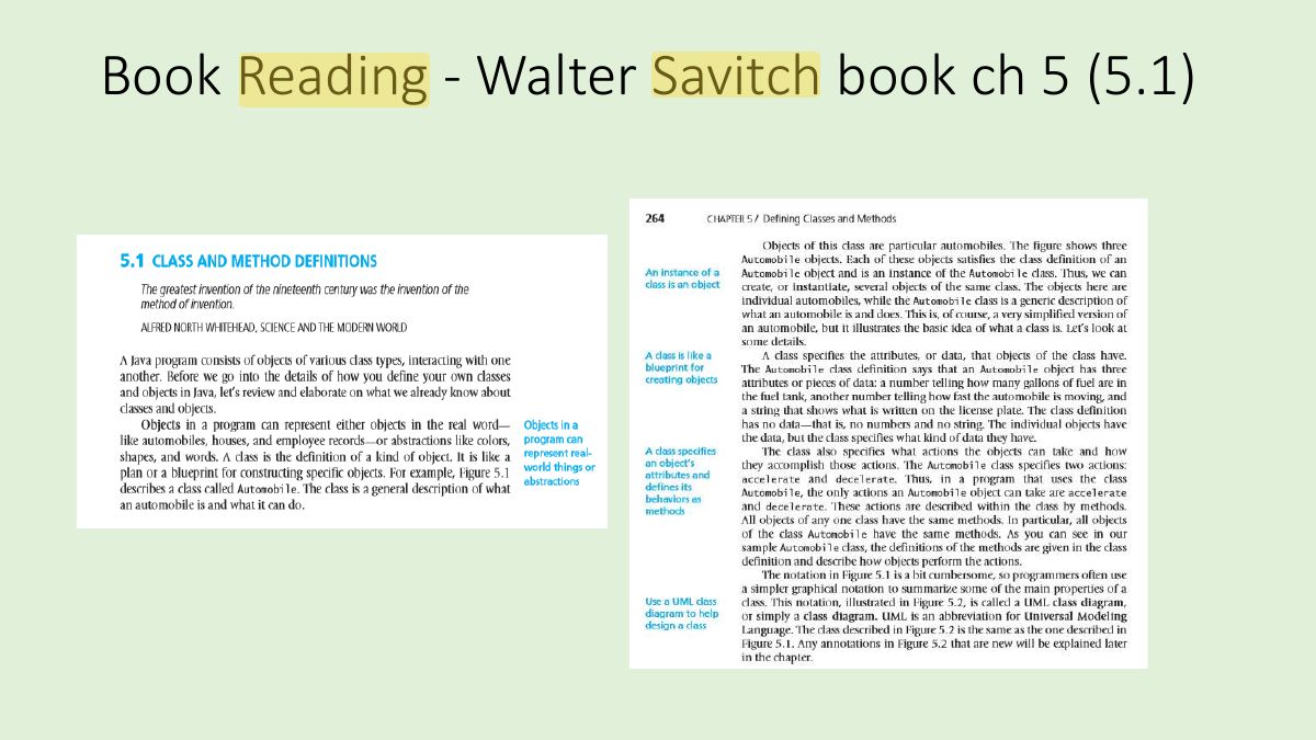 Slide 8: Book Reading - Walter Savitch book ch 5 (5.1)