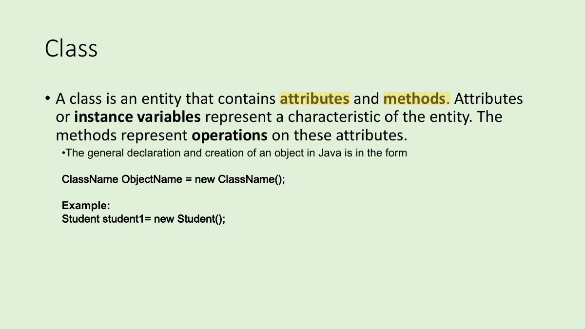 Slide 9: Class