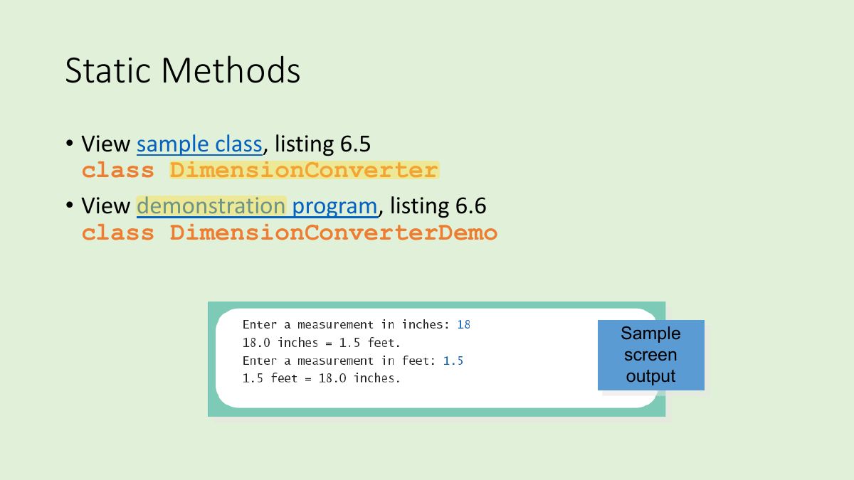 Slide 35: Static Methods