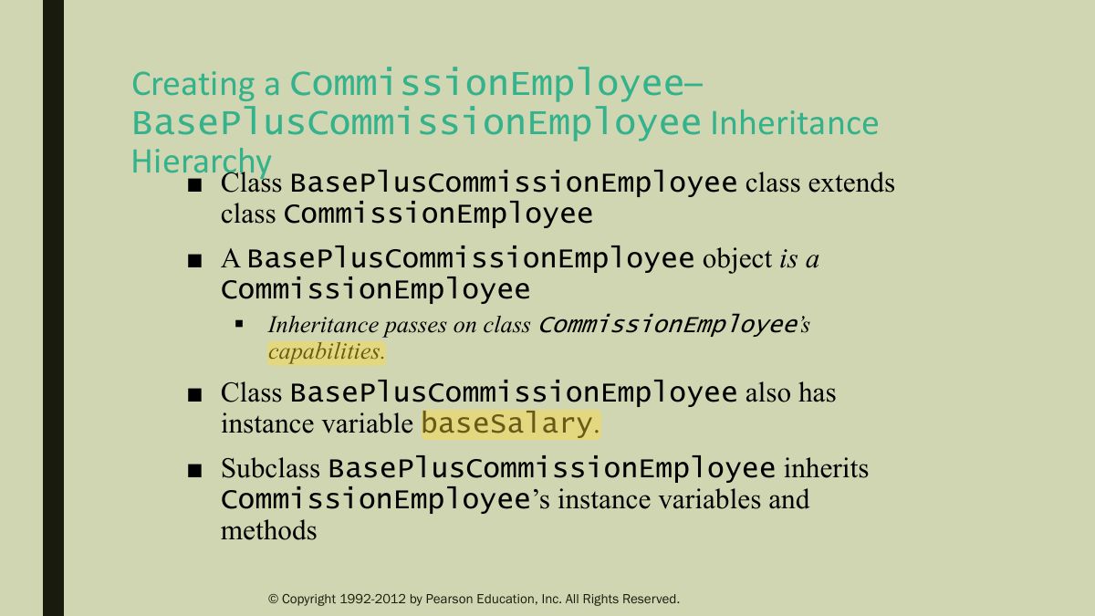 Slide 24: Creating a CommissionEmployee – BasePlusCommissionEmployee Inheritance Hierarchy