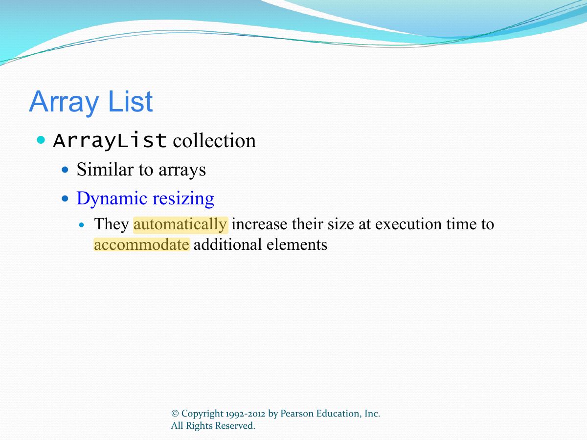 Slide 15: Array List