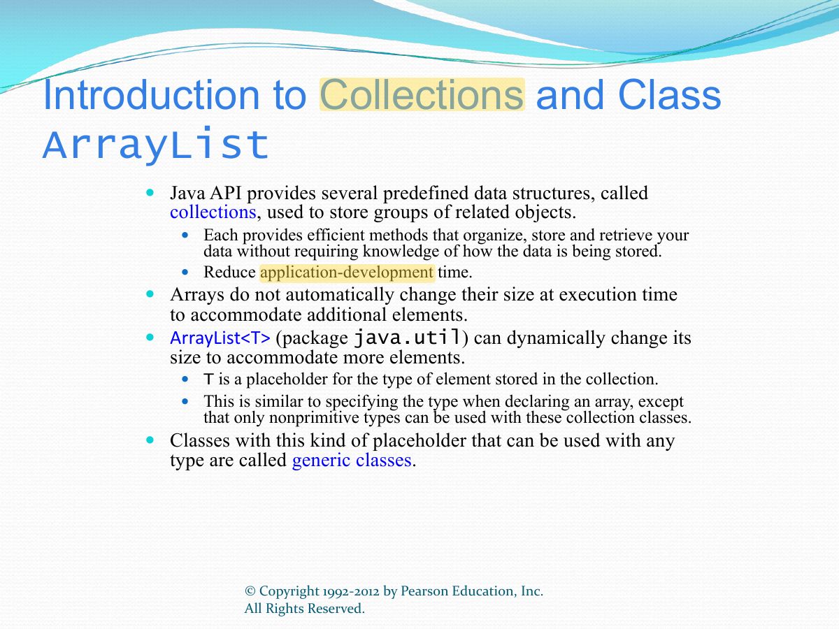 Slide 16: Introduction to Collections and Class ArrayList
