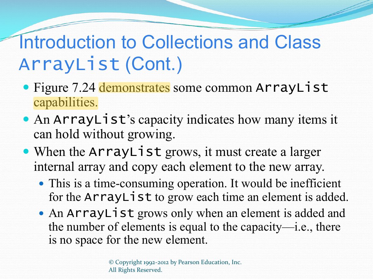Slide 17: Introduction to Collections and Class ArrayList (Cont.)