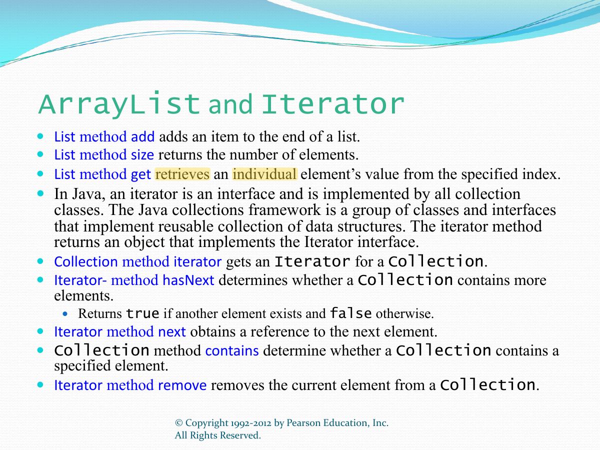 Slide 24: and ArrayList Iterator