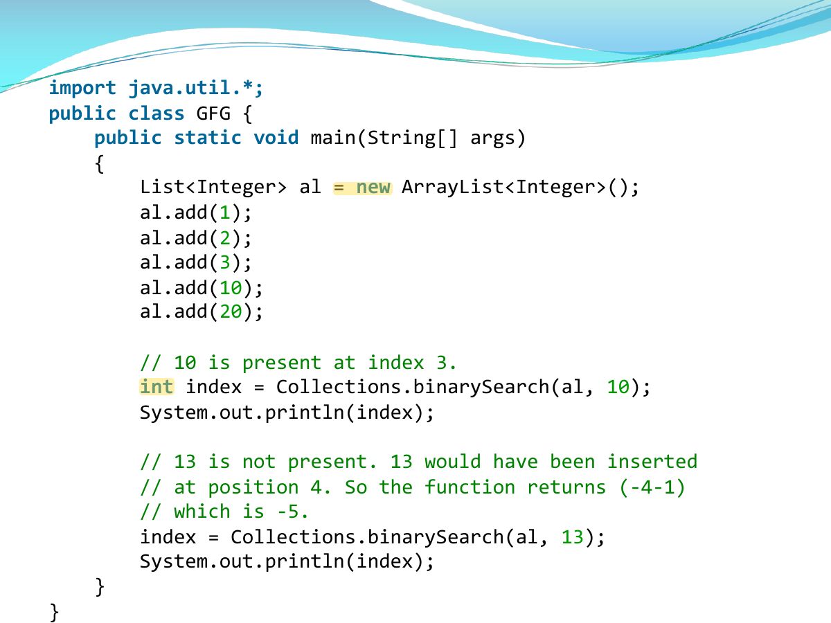 Slide 33: public class GFG { public static void main(String[] args) {