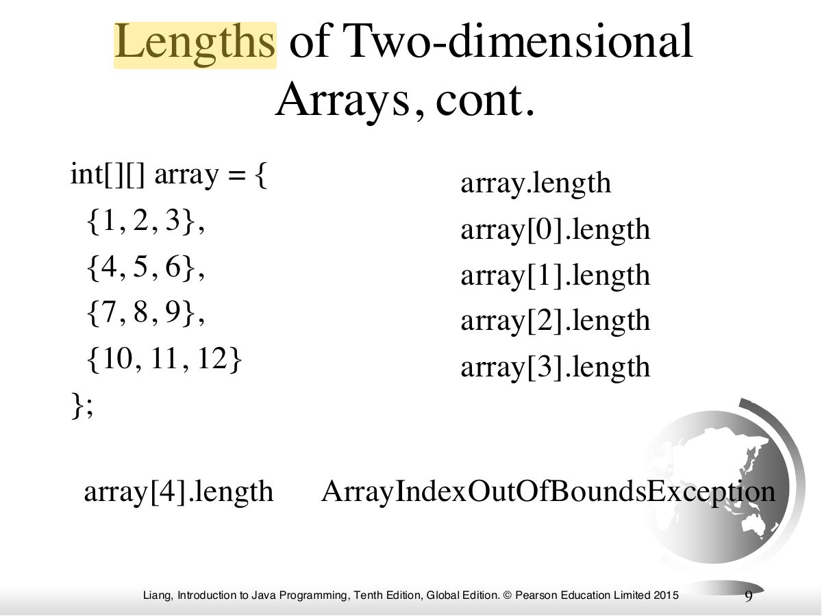 Slide 9: Lengths of Two-dimensional Arrays, cont.