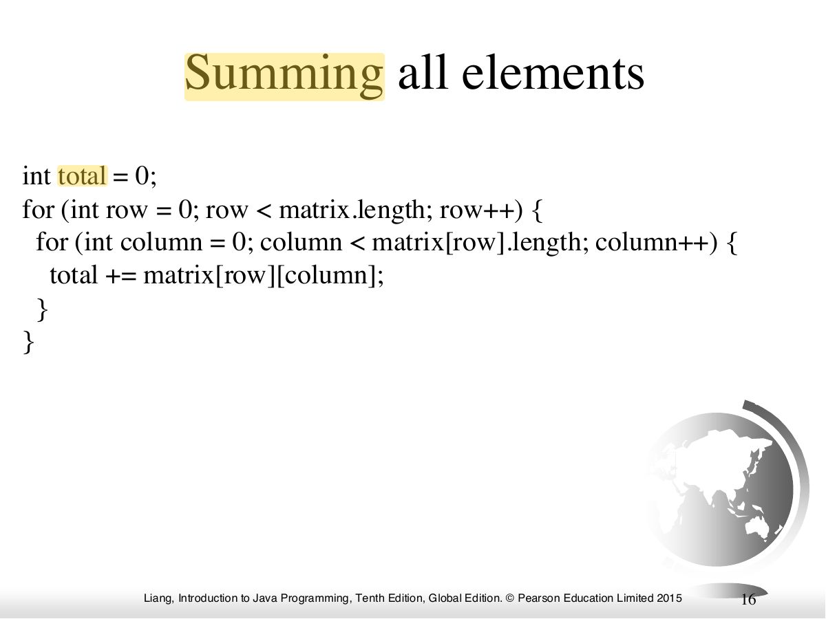 Slide 16: Summing all elements