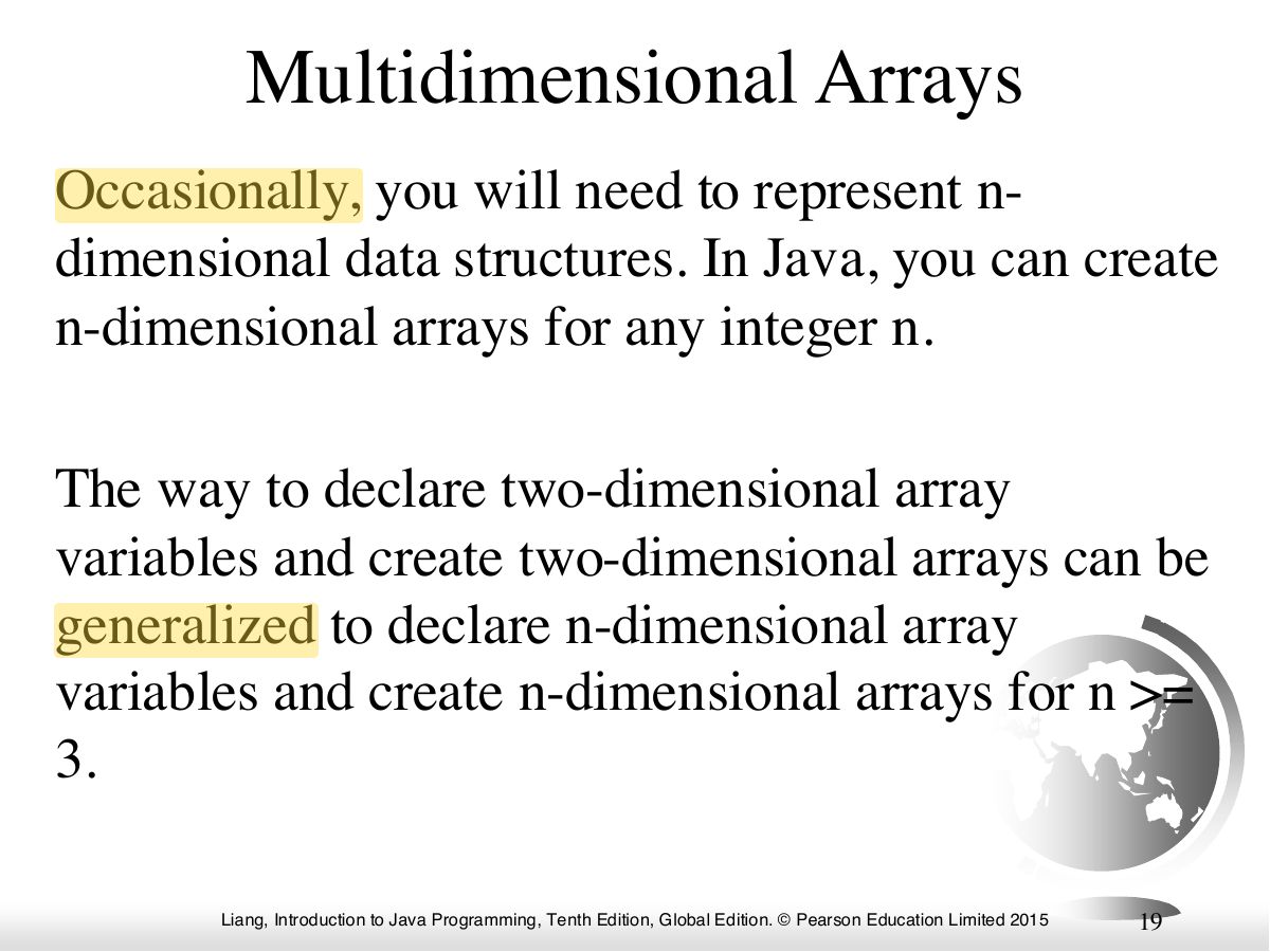 Slide 19: Multidimensional Arrays