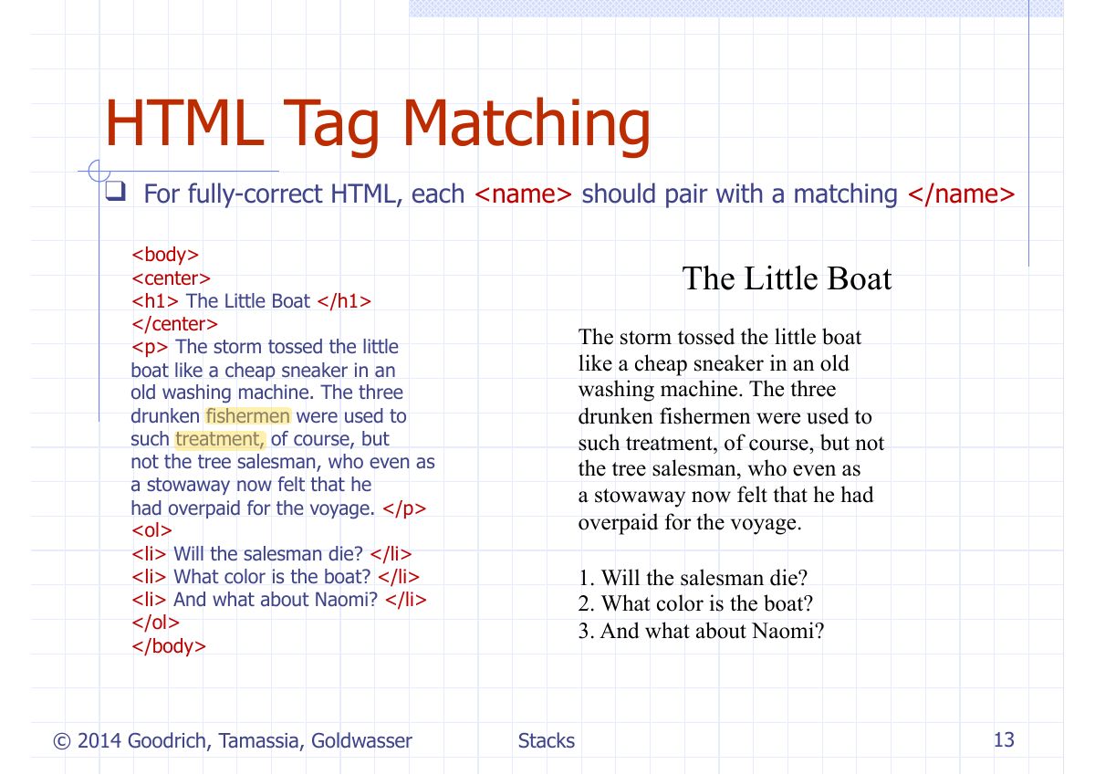 Slide 15: HTML Tag Matching