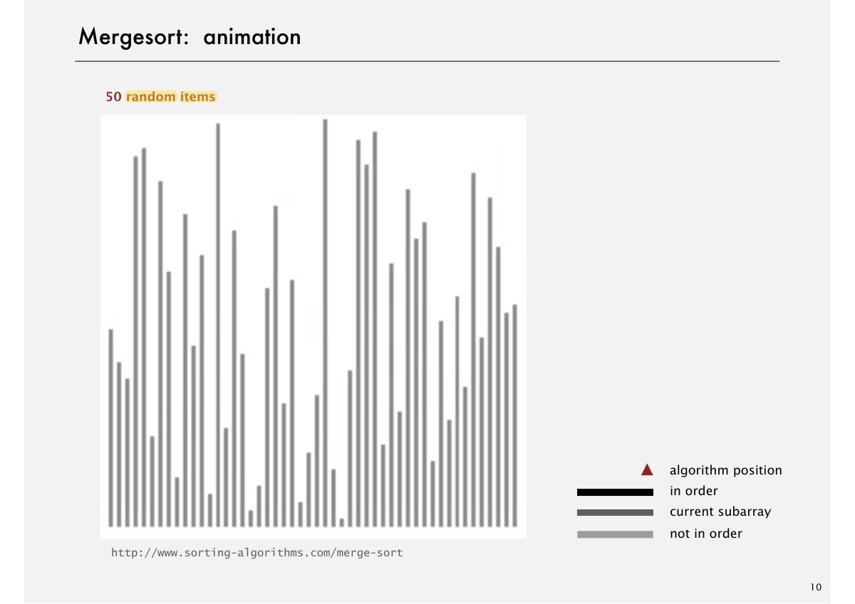 Slide 10: Mergesort: animation