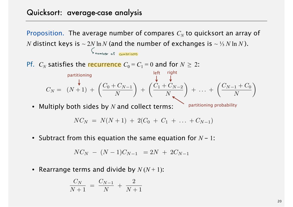 Slide 23: Quicksort: average-case analysis