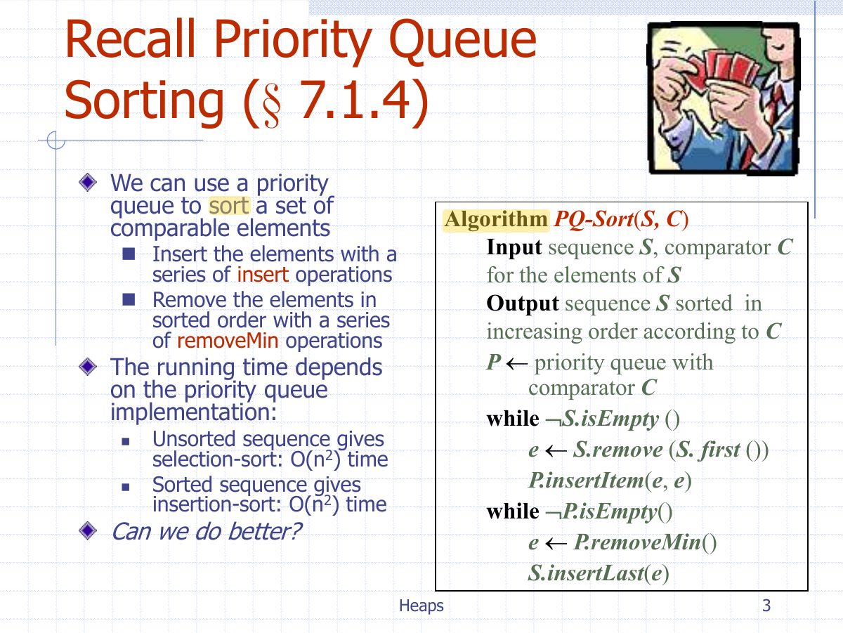 Slide 3: Recall Priority Queue Sorting ( § 7.1.4)