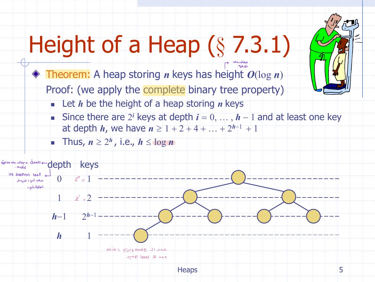 Slide 11: Height of a Heap ( § 7.3.1)