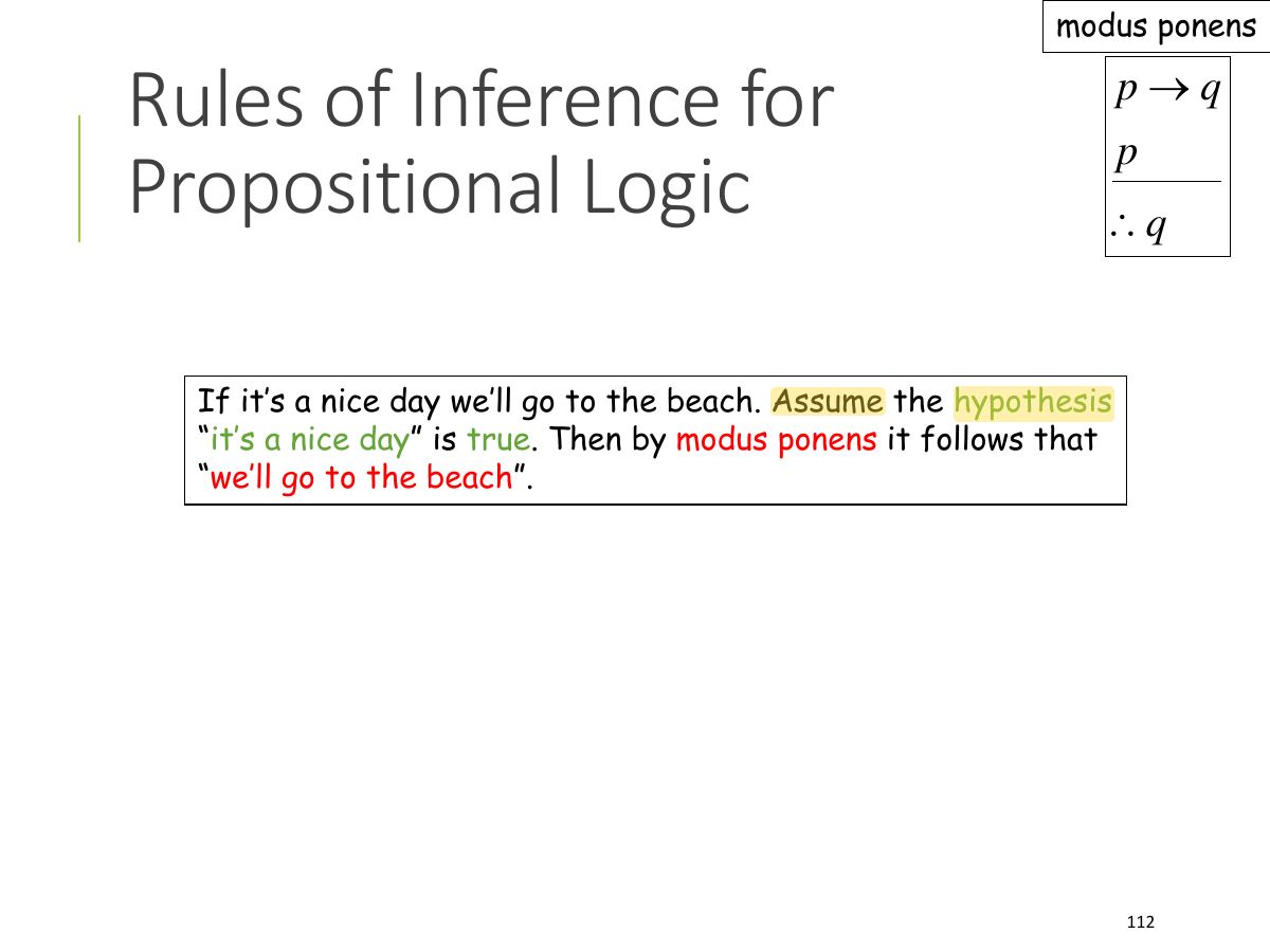 Slide 112: modus ponens