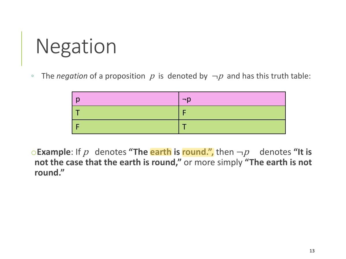 Slide 13: Negation