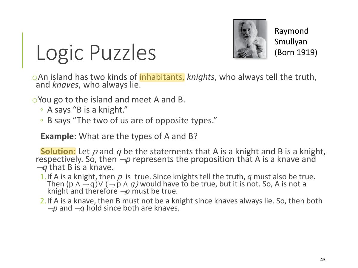 Slide 43: Raymond Smullyan
