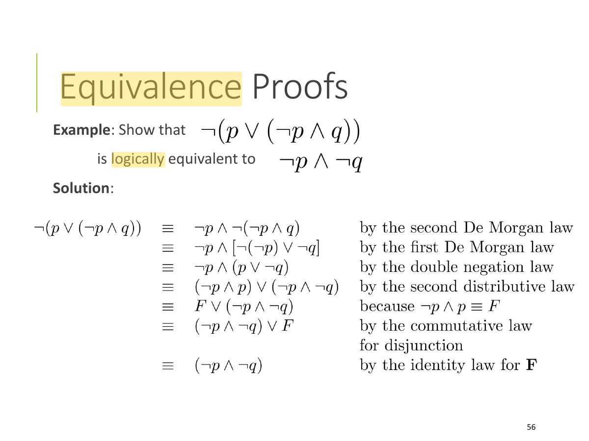 Slide 56: Equivalence Proofs
