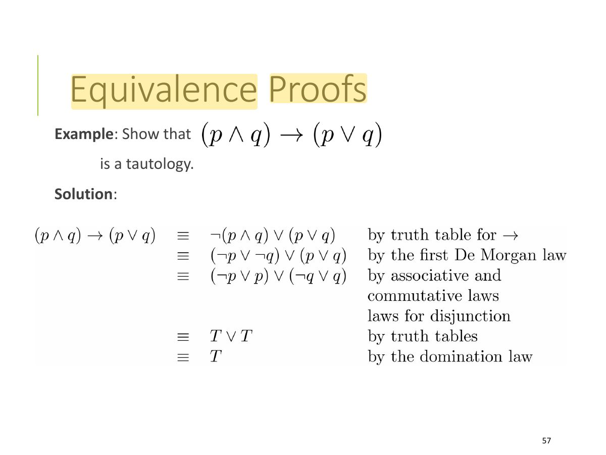 Slide 57: Equivalence Proofs