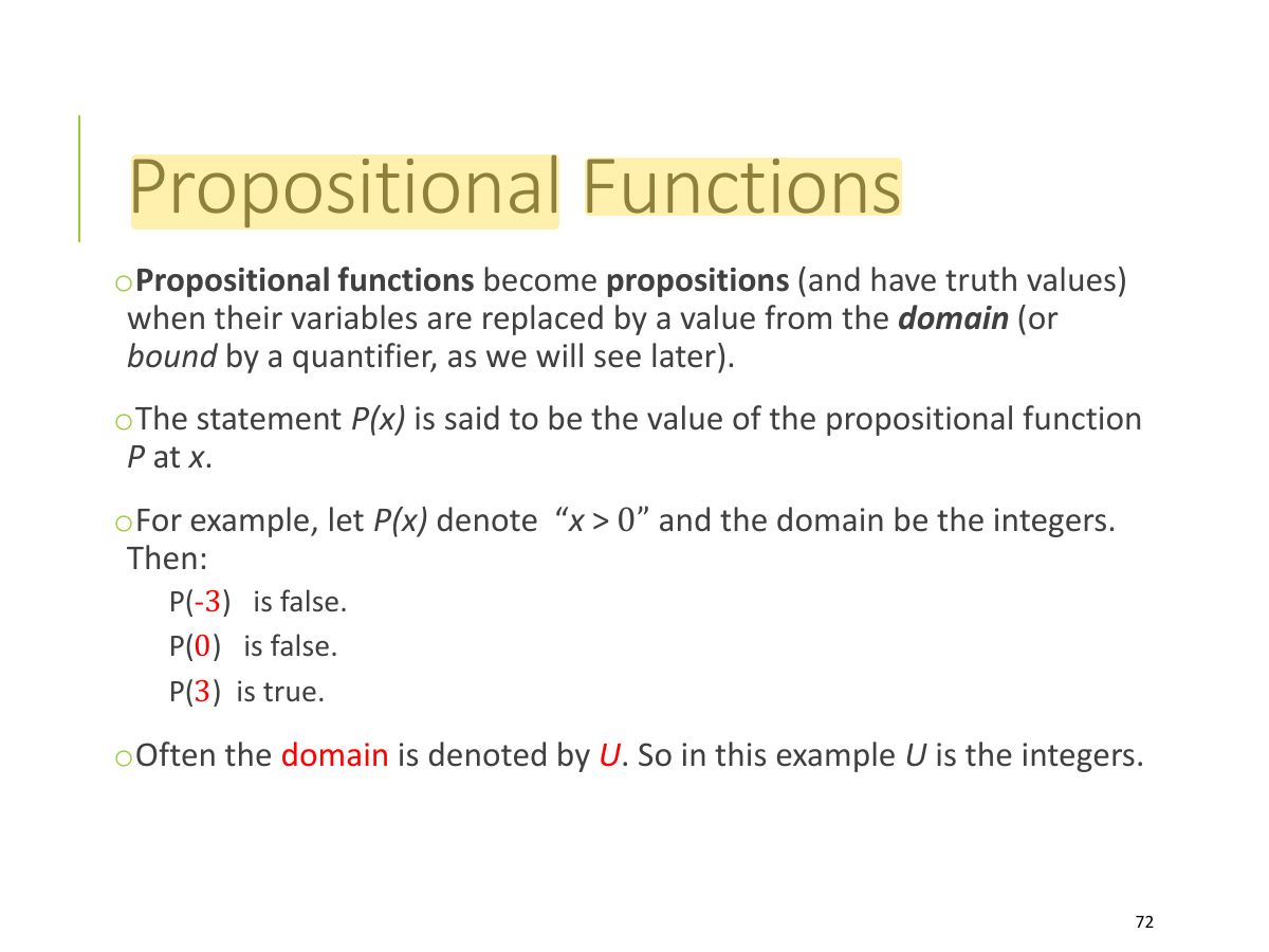 Slide 72: Propositional Functions
