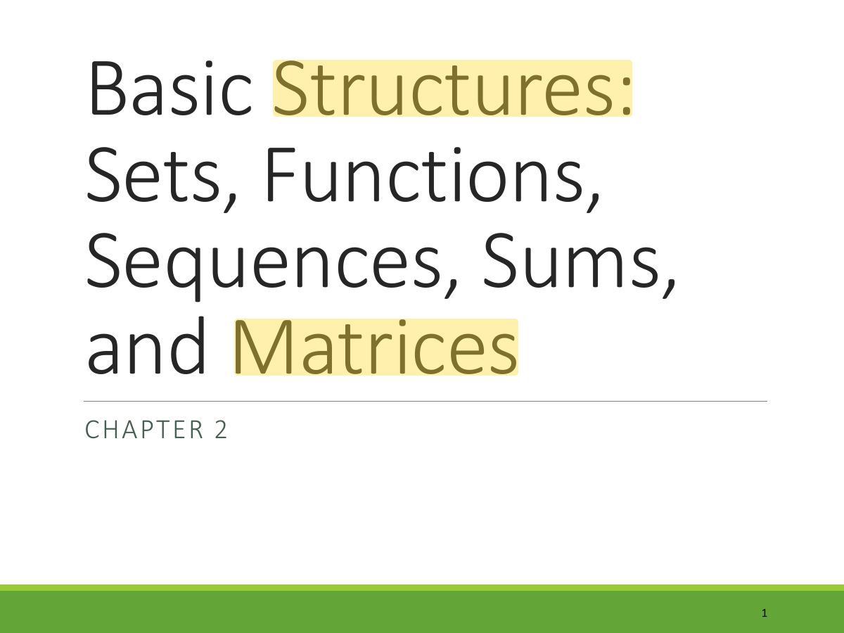 Slide 1: Basic Structures: Sets, Functions,
