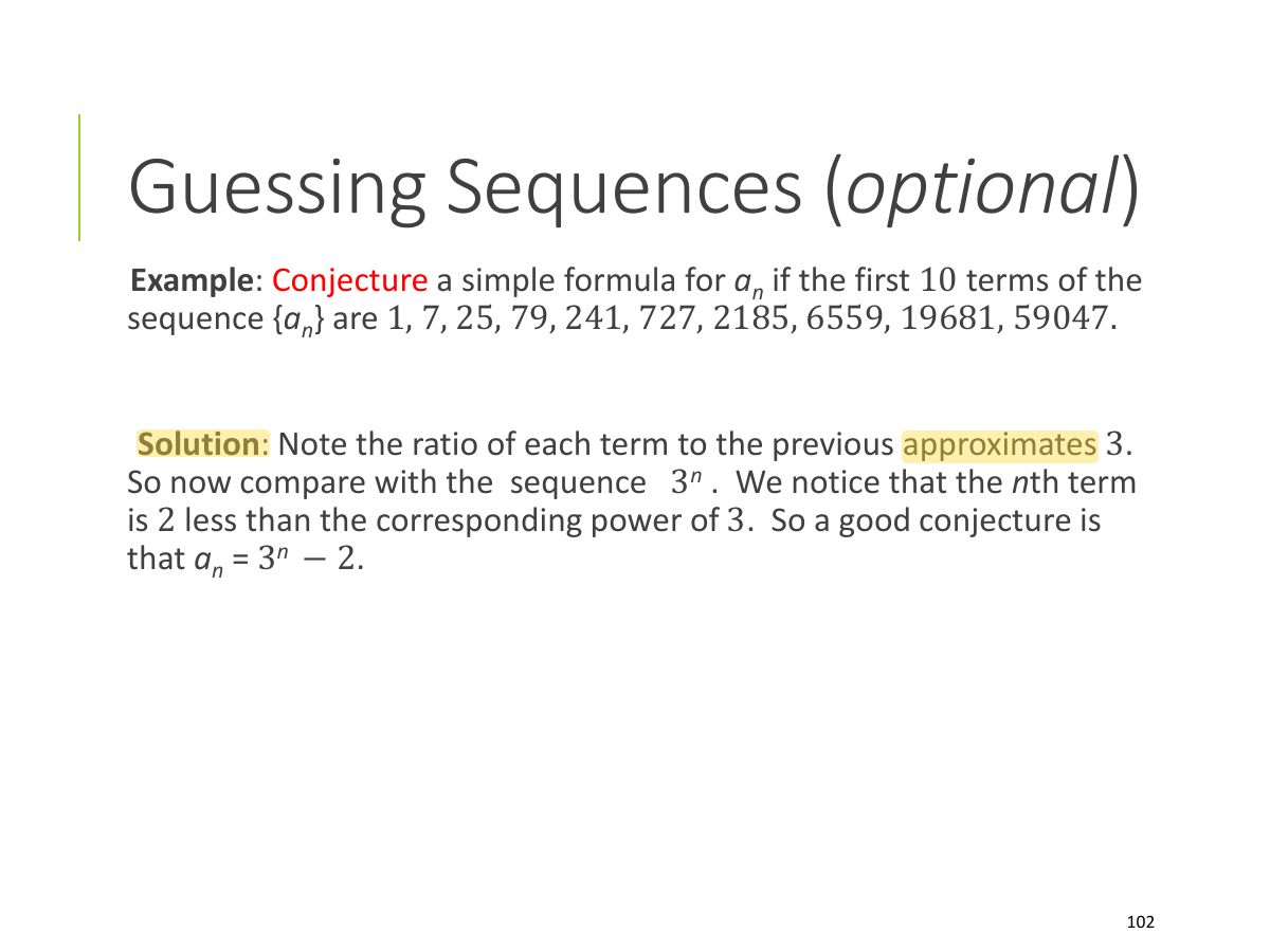 Slide 101: Guessing Sequences ( optional )