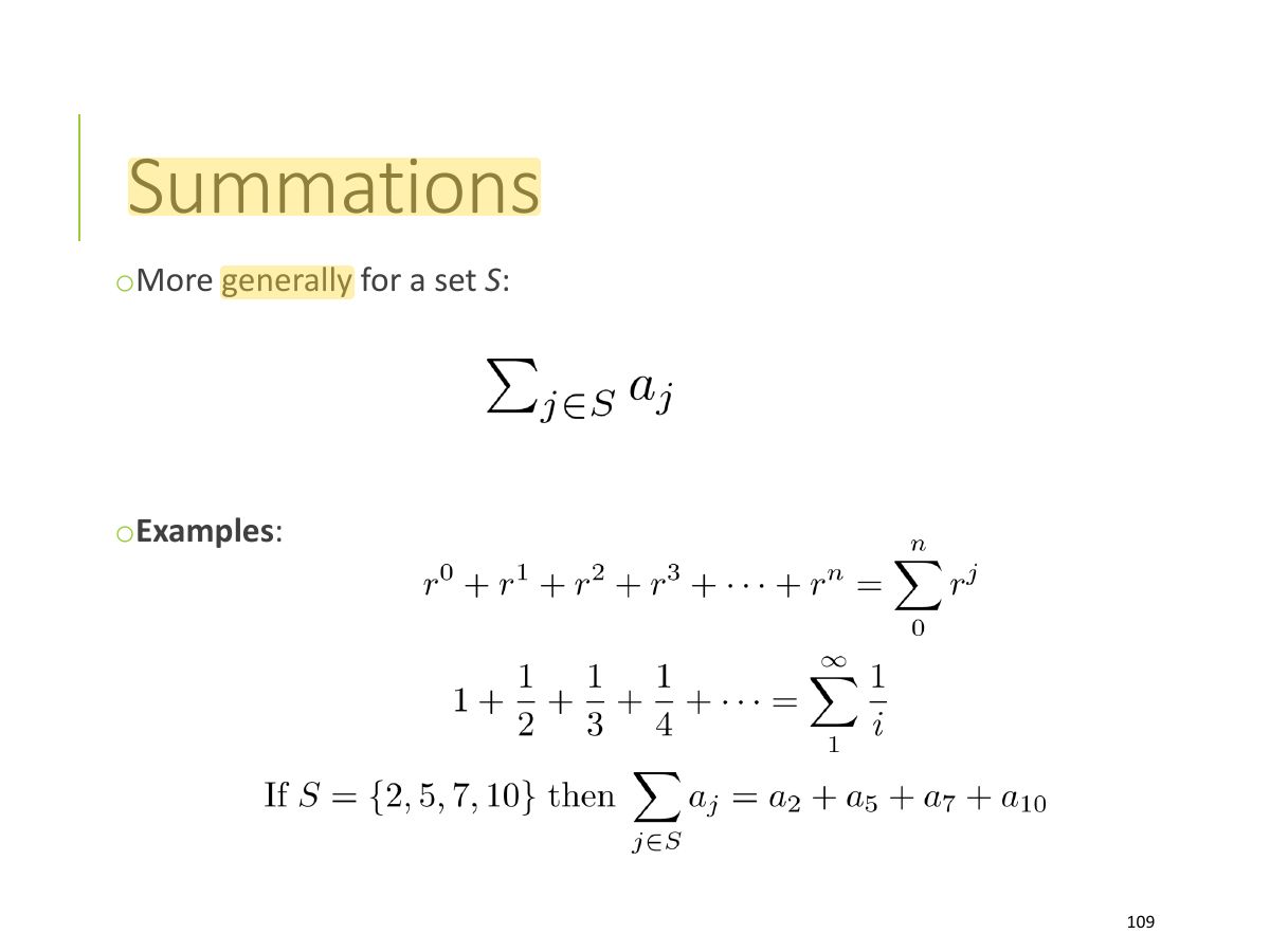 Slide 108: Summations