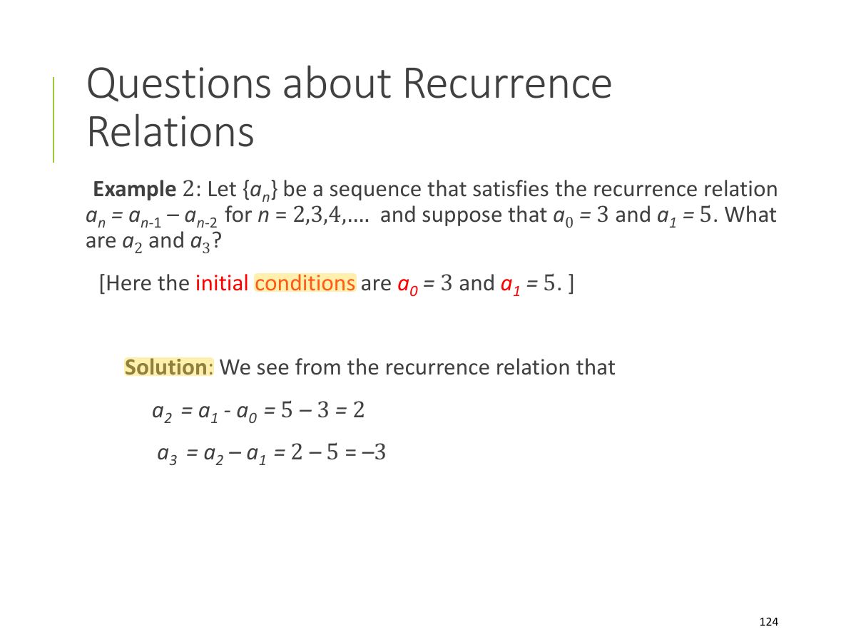 Slide 121: Questions about Recurrence Relations