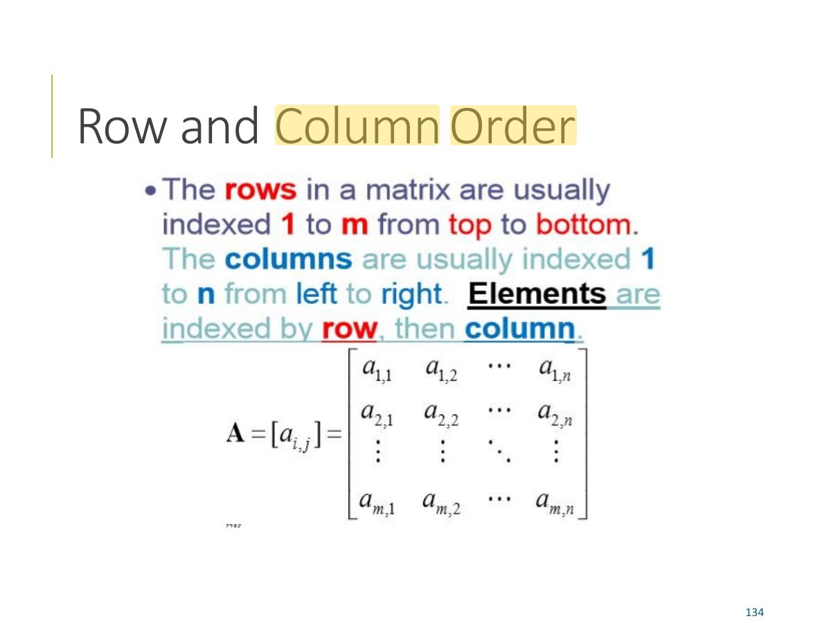 Slide 131: Row and Column Order