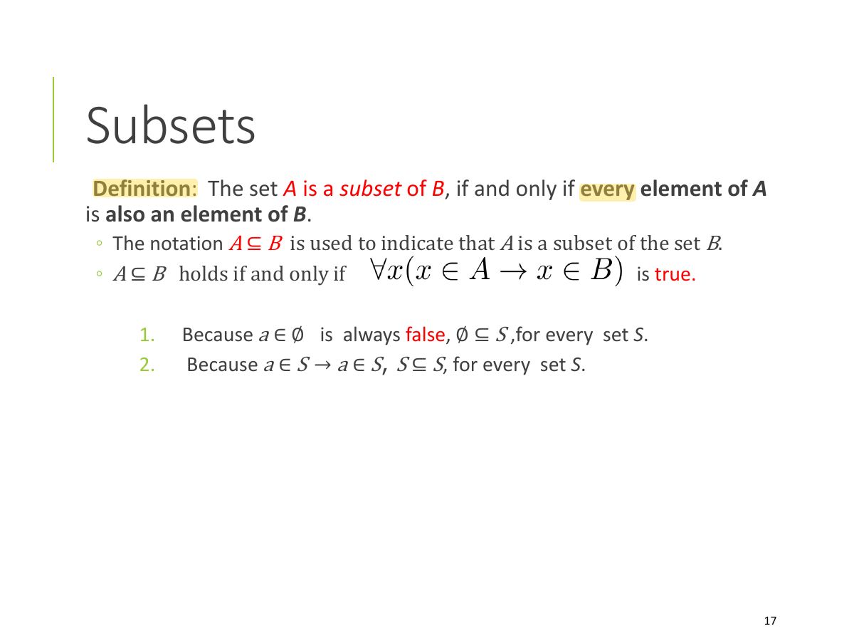 Slide 17: Subsets