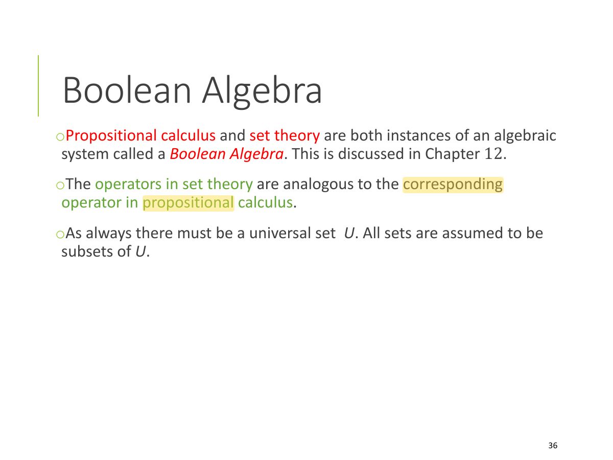 Slide 36: Boolean Algebra