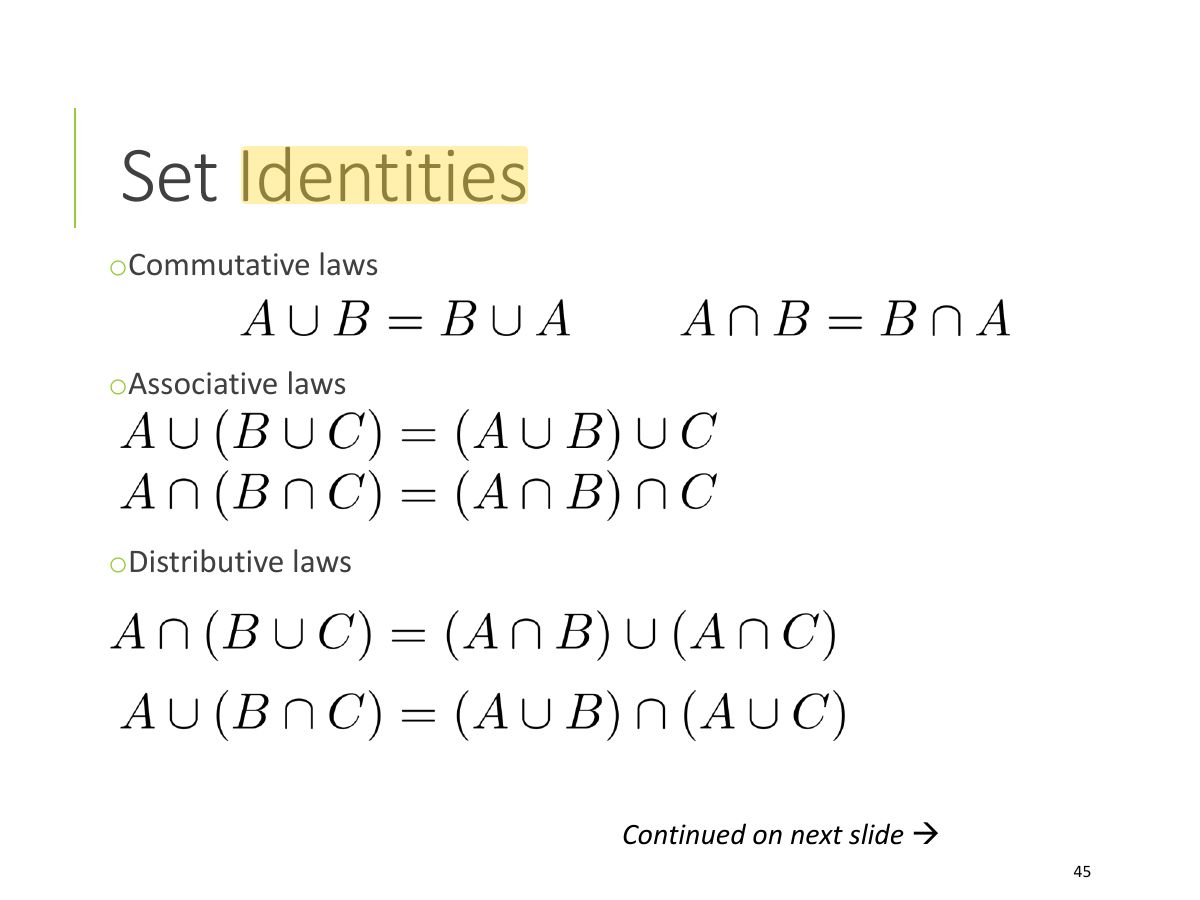 Slide 45: Set Identities