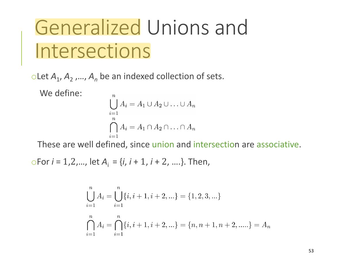 Slide 53: Generalized Unions and Intersections