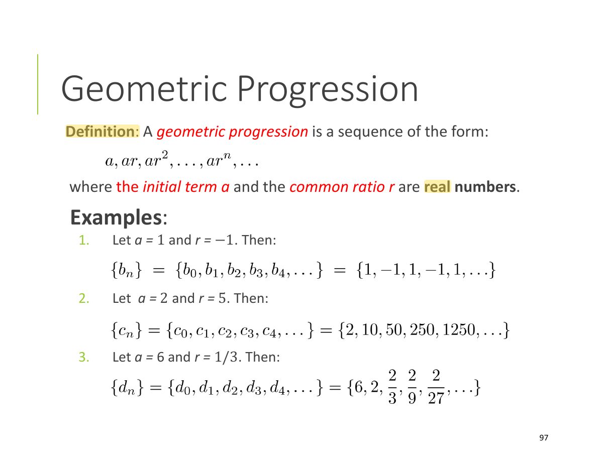 Slide 96: Geometric Progression