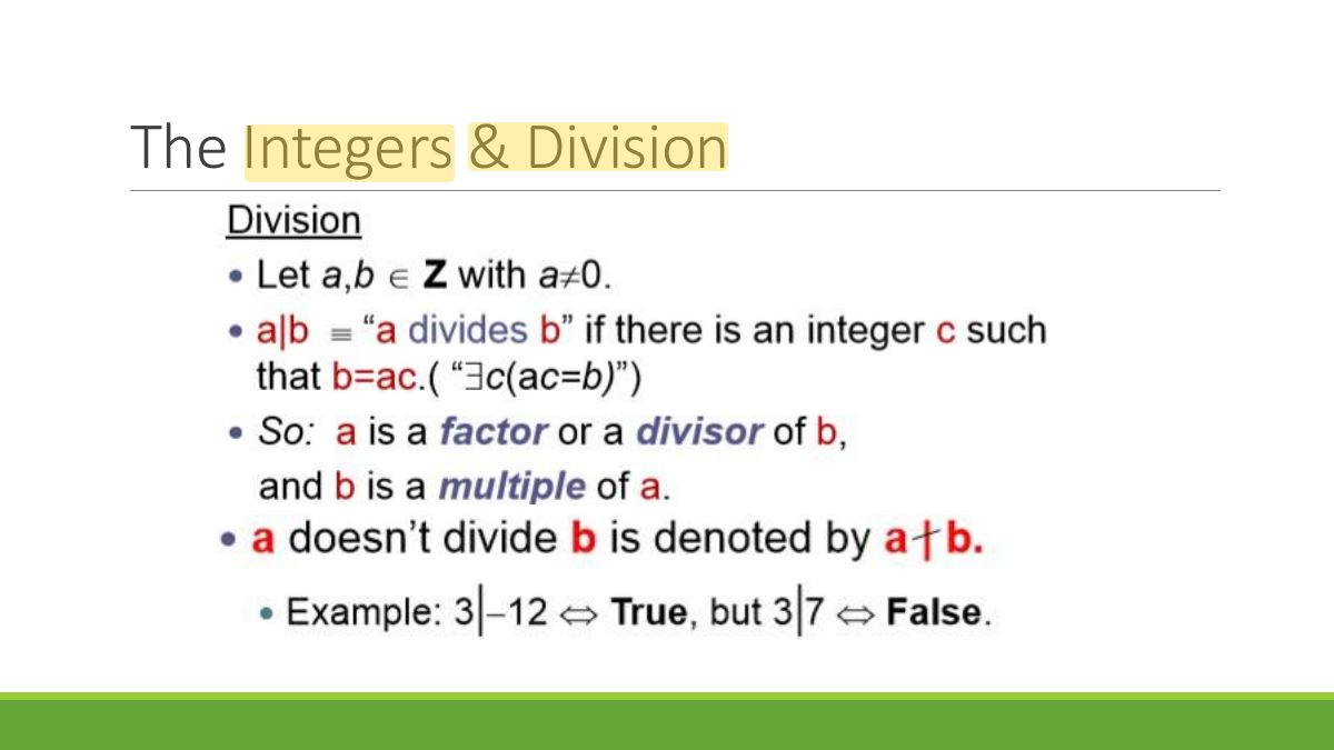 Slide 3: The Integers & Division