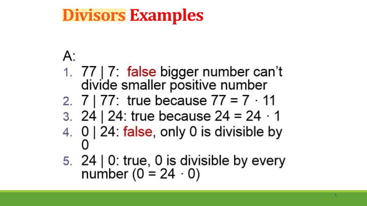 Slide 5: Divisors Examples