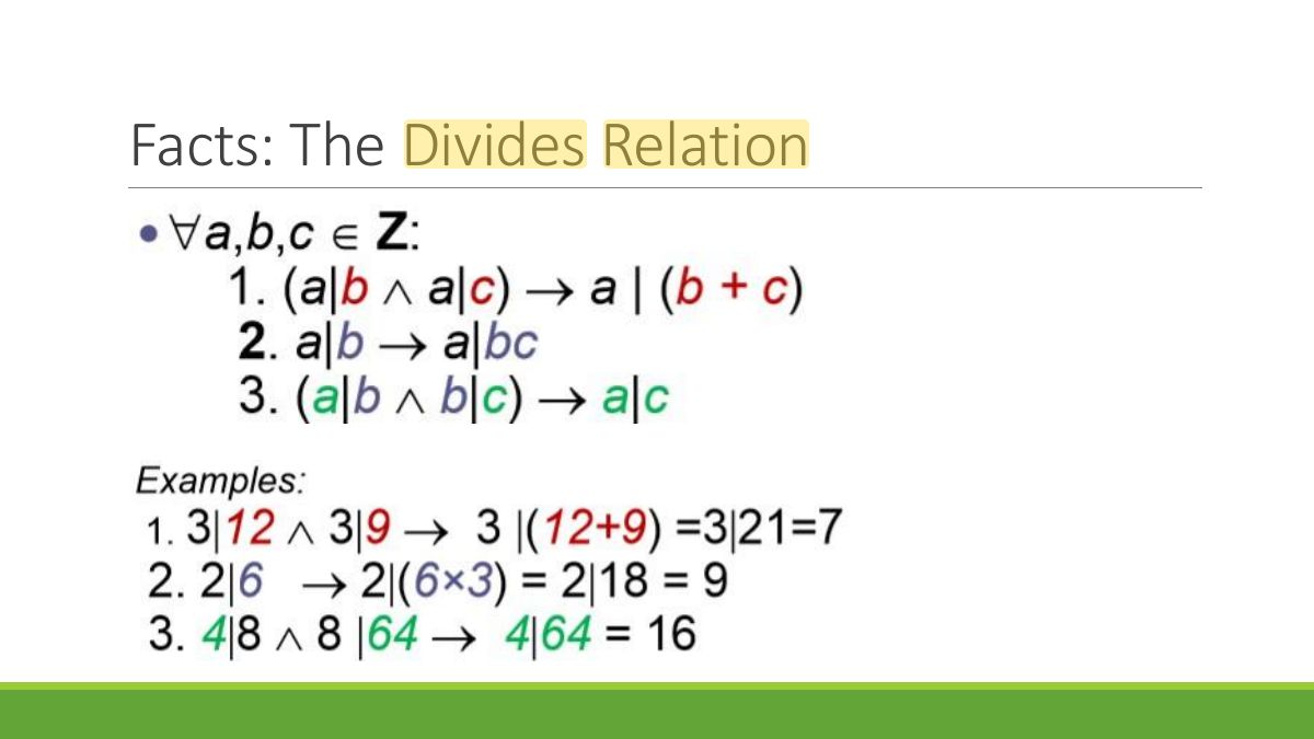 Slide 6: Facts: The Divides Relation