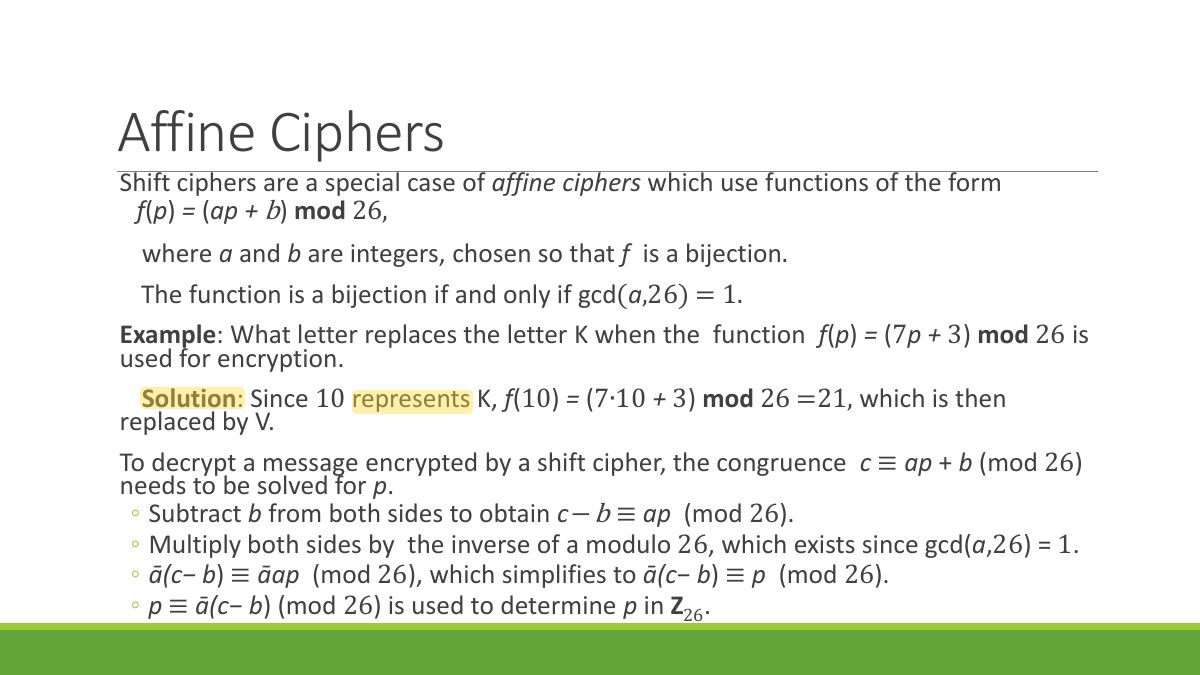 Slide 50: Affine Ciphers