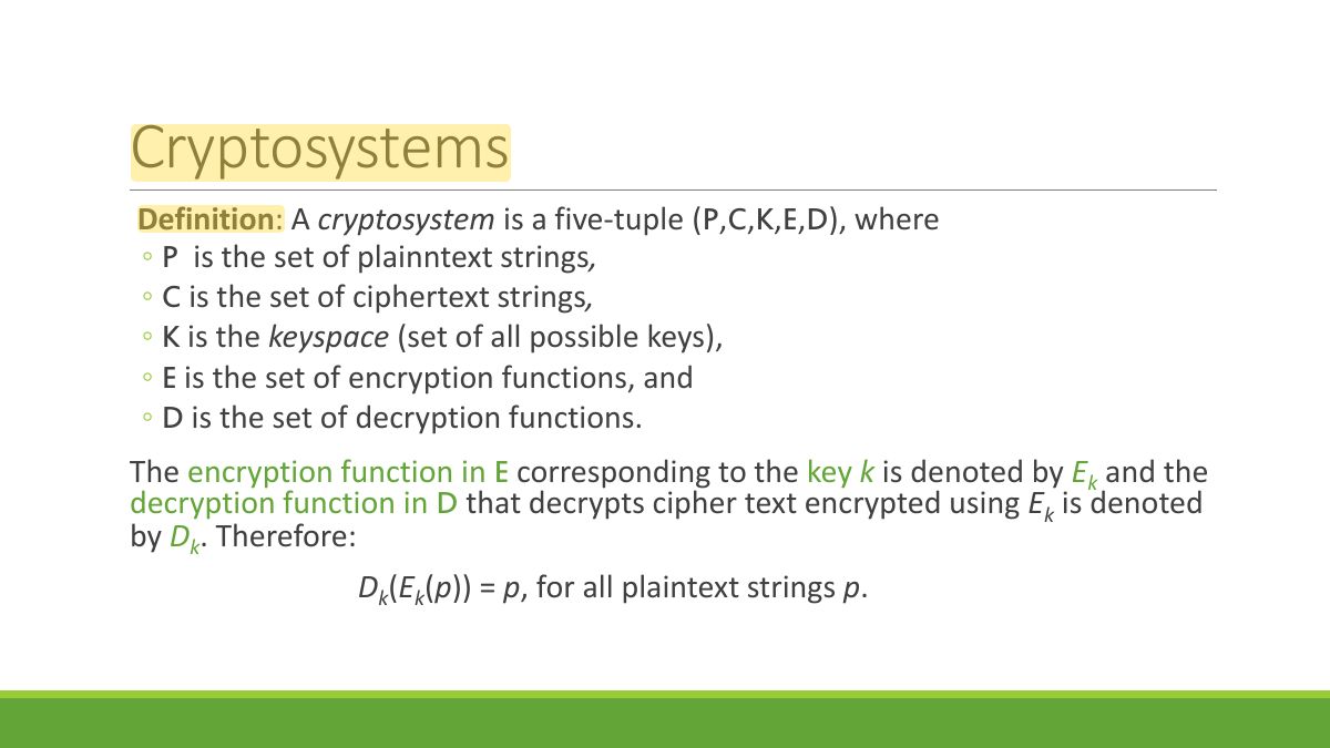 Slide 52: Cryptosystems