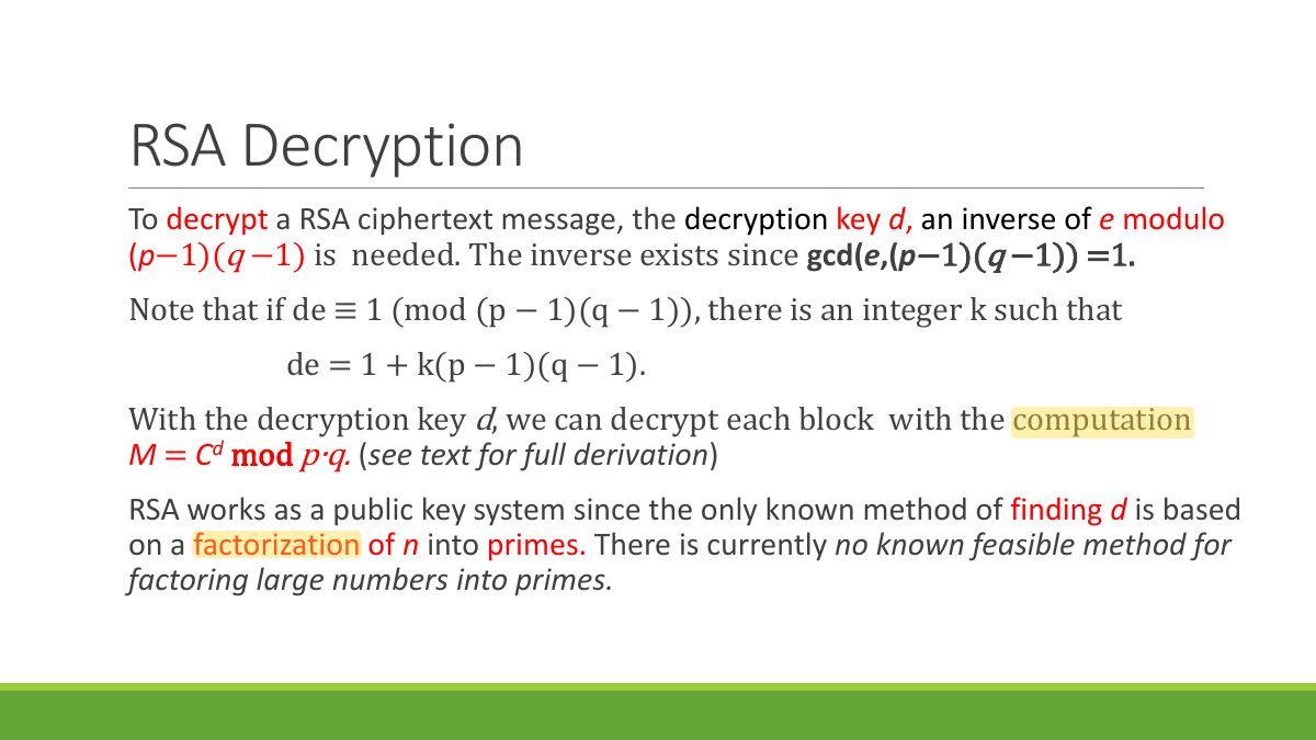 Slide 67: RSA Decryption