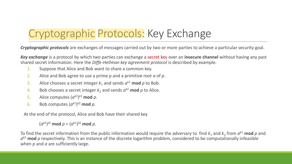 Slide 82: Cryptographic Protocols: Key Exchange