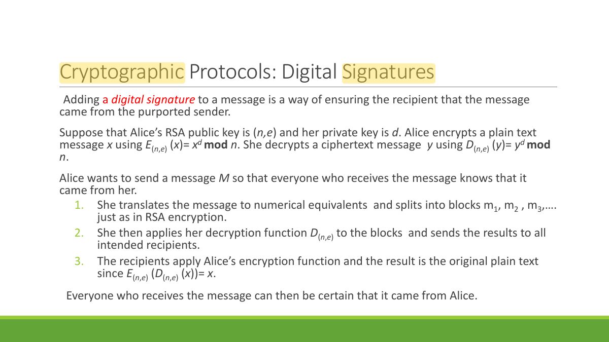Slide 83: Cryptographic Protocols: Digital Signatures