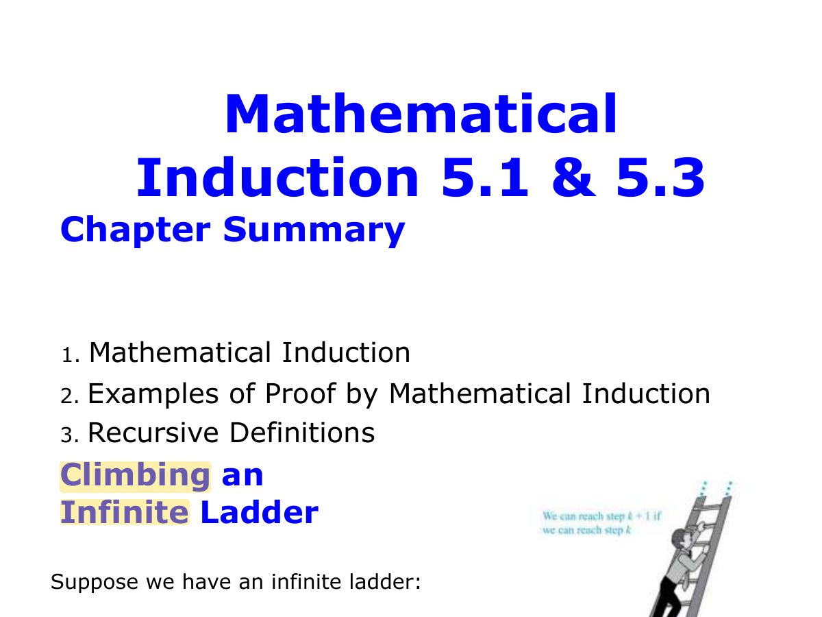 Slide 1: Mathematical Induction 5.1 & 5.3