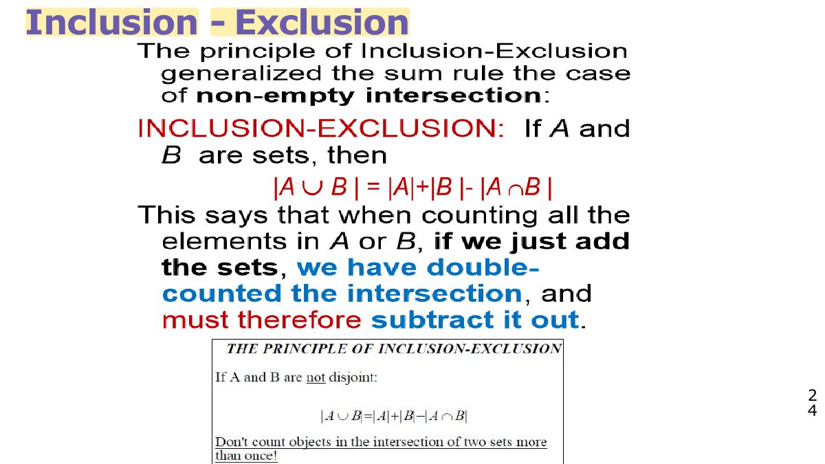 Slide 24: Inclusion - Exclusion
