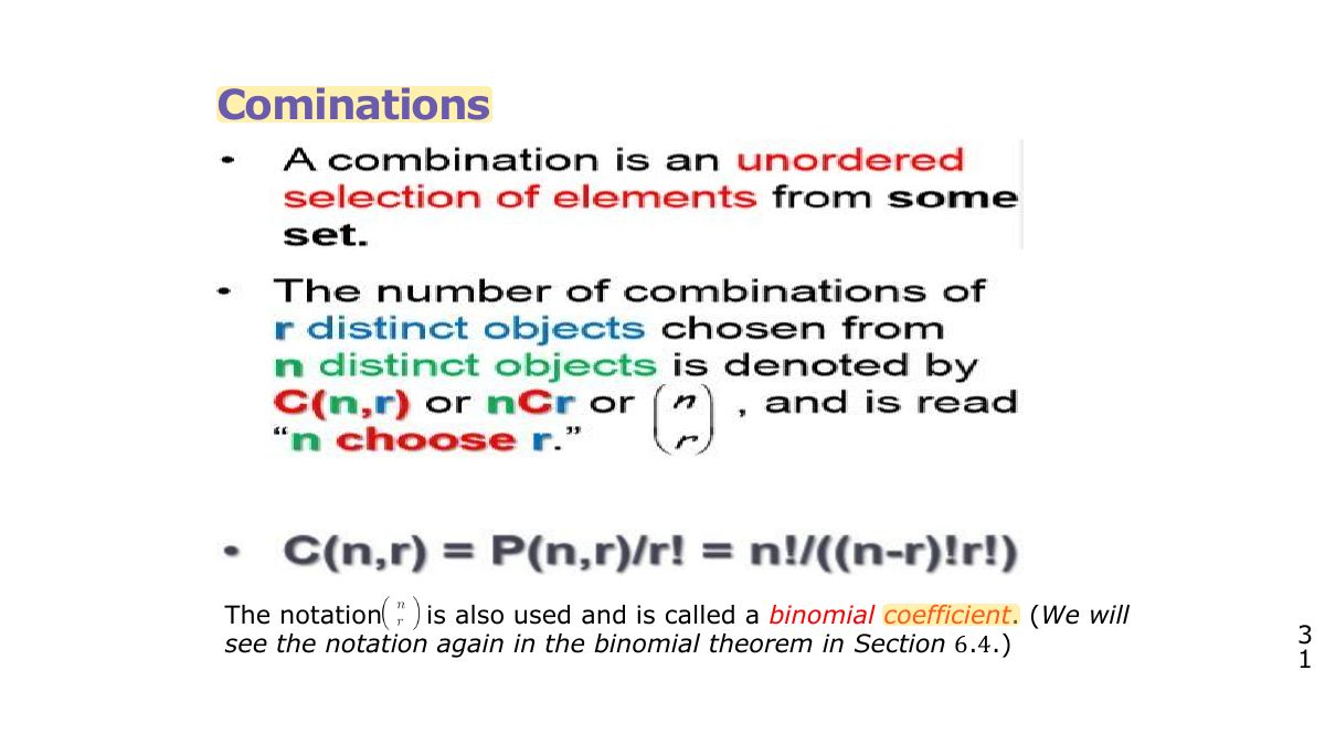 Slide 31: Cominations