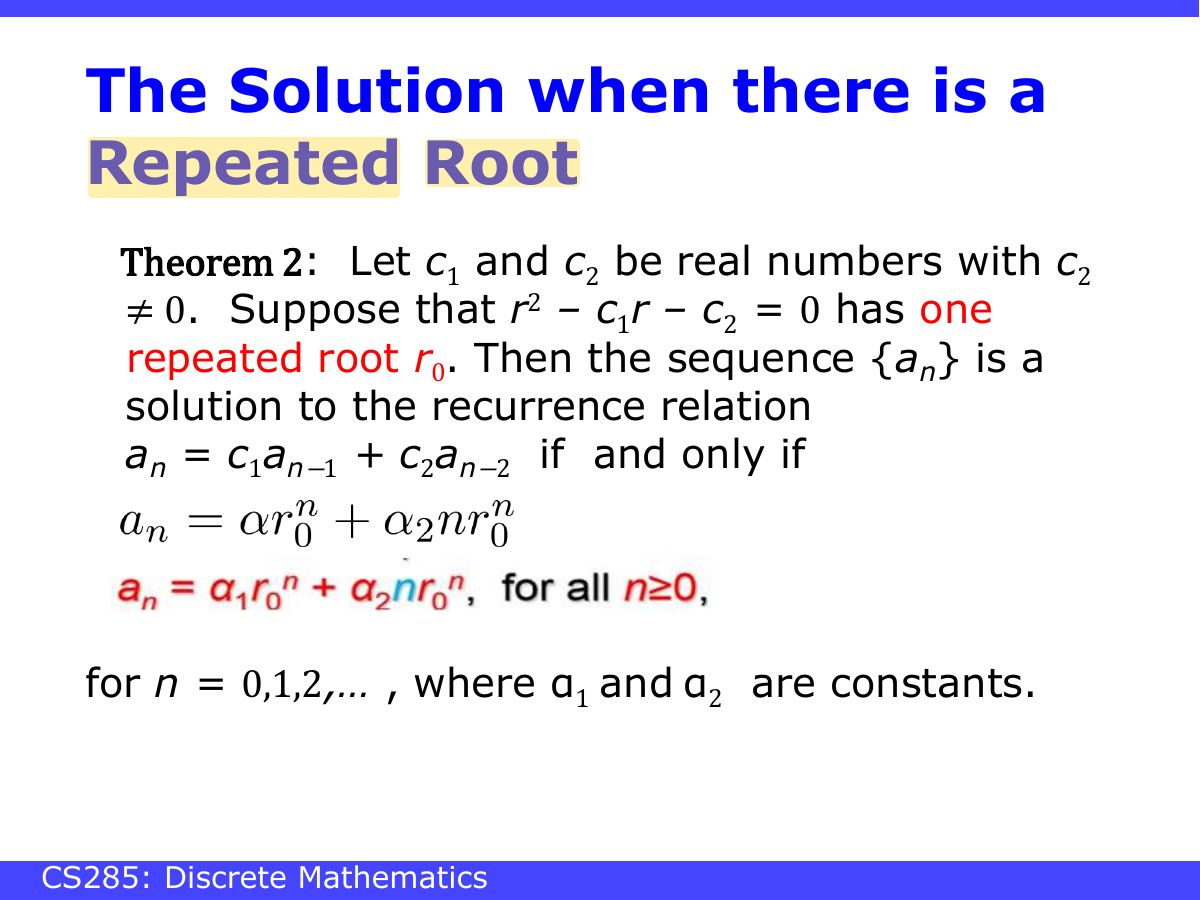 Slide 19: The Solution when there is a Repeated Root