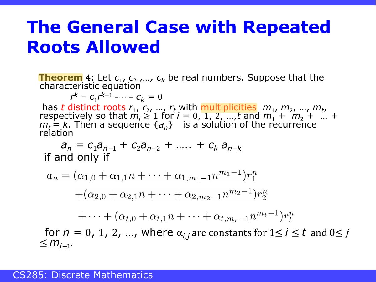 Slide 26: The General Case with Repeated Roots Allowed