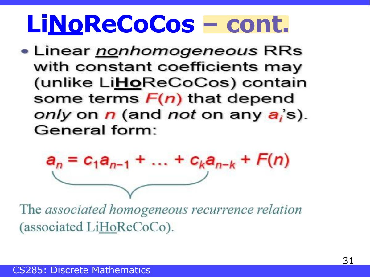 Slide 31: LiNoReCoCos – cont.