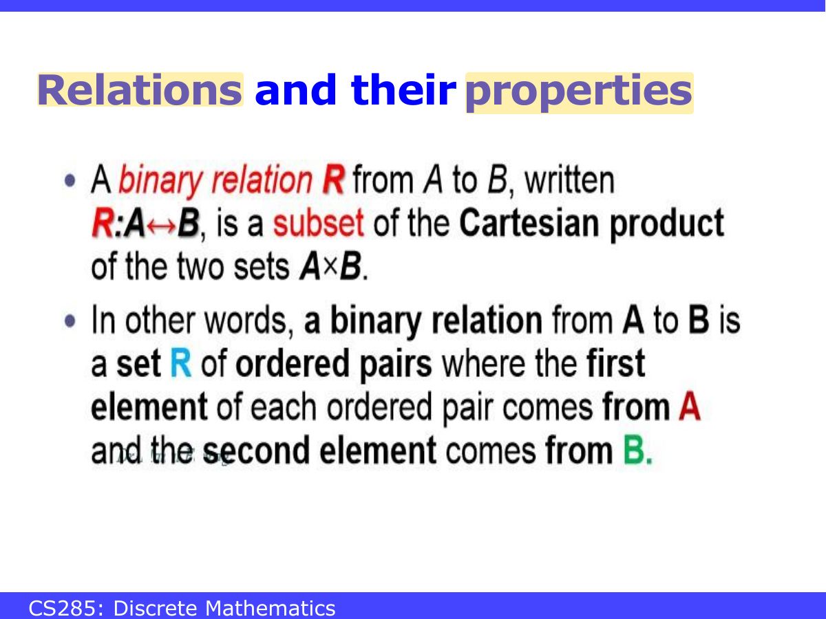 Slide 6: Relations and their properties