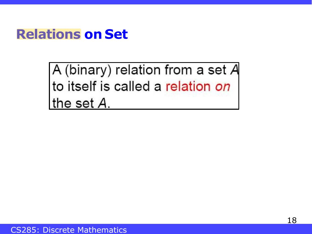 Slide 18: Relations on Set